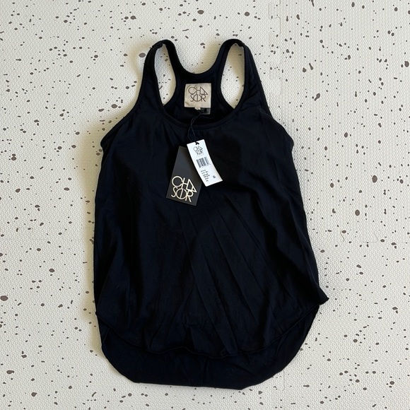 💘 CHASER - BLACK RACERBACK DRAPE BACK TANK - NWT - Picture 1 of 3